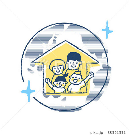 地球と笑顔の家族 83591551