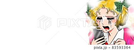 70年代少女漫画金髪縦ロールお嬢様振られて大泣き大失恋のイラスト素材