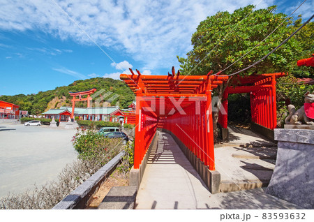 山口県下関市の福徳稲荷神社境内と千本鳥居 山口県下関市の福徳稲荷神社境内と千本鳥居 83593632