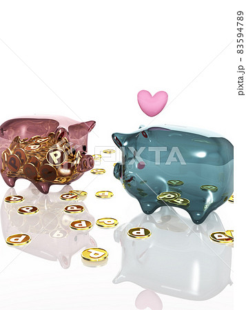 透明な豚の貯金箱　お金目当てのオスの恋愛　ポイント　縦 83594789
