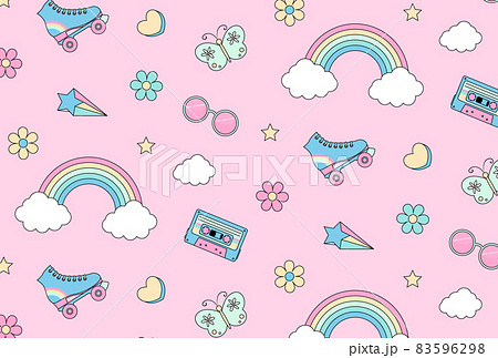 90年代風のイラストのシームレスパターン 90年代風のイラストのシームレスパターン 83596298