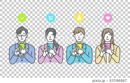 スマホを操作する人々 83596867