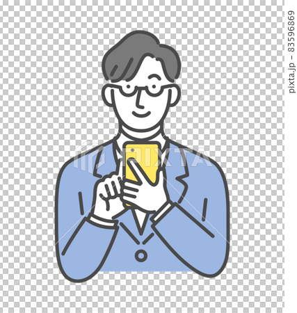 スマホを操作するスーツ男性 83596869