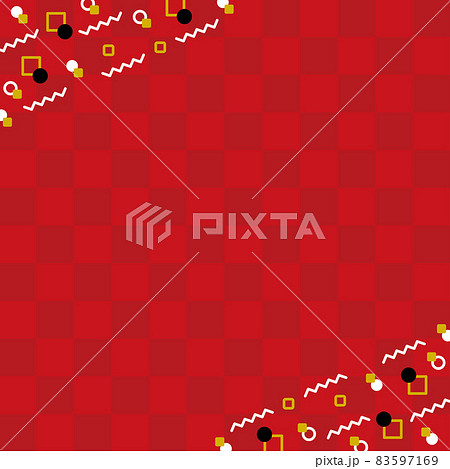 和風モダンのかわいいフレーム背景 赤 和モダン 正方形のイラスト素材