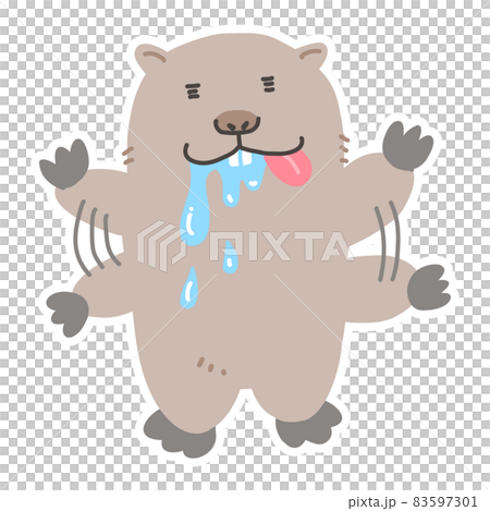 飢餓的袋熊流口水全身的矢量圖 83597301