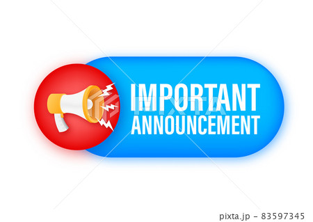 Megaphone with important announcement. Megaphone banner. Web design. Vector stock illustration 83597345