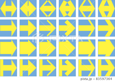正方形に収まる矢印セット_青と黄色のポップな配色 83597364