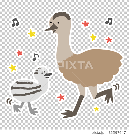 鴯鶓(鴕鳥)的父母和孩子的插圖 鴯鶓(鴕鳥)的父母和孩子的插圖 83597647