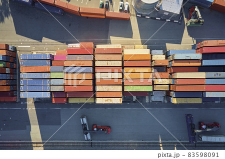 Containers warehouse, aerial view. Shipping and logistic concept 83598091