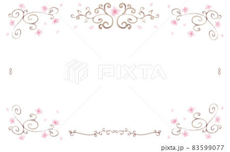 桜をモチーフにした女性的なデザインのフレームイラスト 83599077