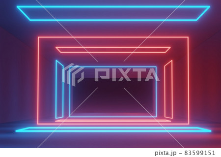 3d render of RGB neon light on darkness background. Abstract Laser lines show at night. Ultraviolet spectrum beam scene 3d render of RGB neon light on darkness background. Abstract Laser lines show at night. Ultraviolet spectrum beam scene 83599151