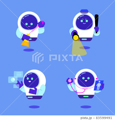 artificial intelligence android robot character set with various motions and feelings artificial intelligence android robot character set with various motions and feelings 83599491