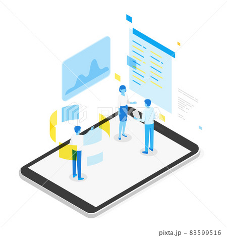 isometric illustration of remote business teamwork 83599516