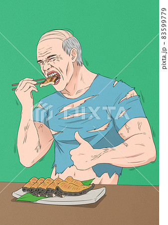 summer foods in Korea, man eating grilled eel summer foods in Korea, man eating grilled eel 83599779
