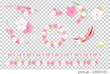 Somehow convenient red plum white plum pop illustration material Somehow convenient red plum white plum pop illustration material 83603101