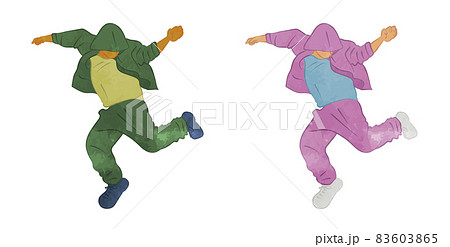 HIPHOPダンスジャンピングする男性イラスト ヒスパニックVer HIPHOPダンスジャンピングする男性イラスト ヒスパニックVer 83603865