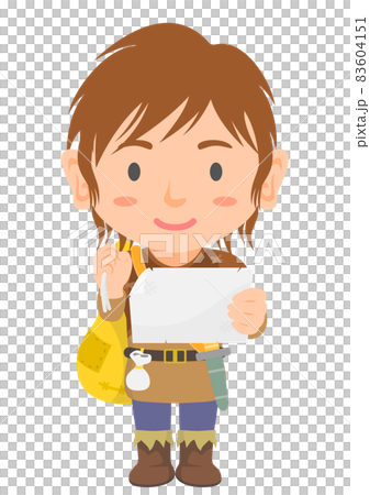 Adventurer game character carrying a bag and looking at a map Adventurer game character carrying a bag and looking at a map 83604151