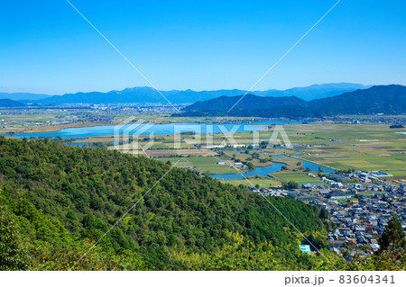 八幡山　山頂より西の湖・安土方面の田園風景を望む 83604341