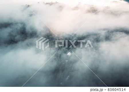 morning fog in the mountains high angle view morning fog in the mountains high angle view 83604514