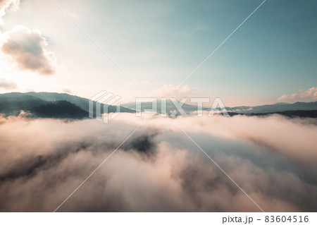 morning fog in the mountains high angle view 83604516