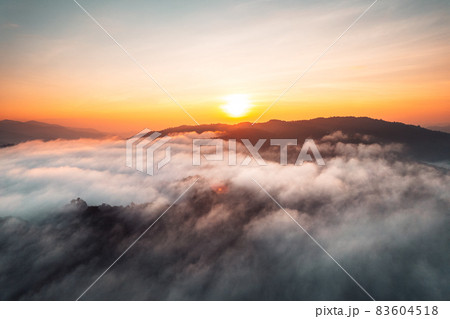 morning fog in the mountains high angle view 83604518
