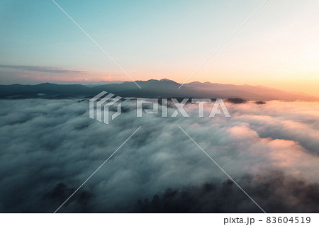 morning fog in the mountains high angle view 83604519