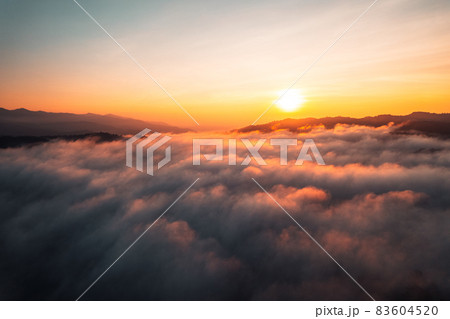 morning fog in the mountains high angle view morning fog in the mountains high angle view 83604520
