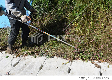 草刈り機で道端の除草 草刈り機で道端の除草 83604725