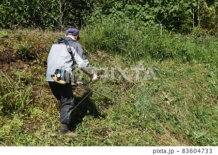 草刈り機で道端の除草 草刈り機で道端の除草 83604733