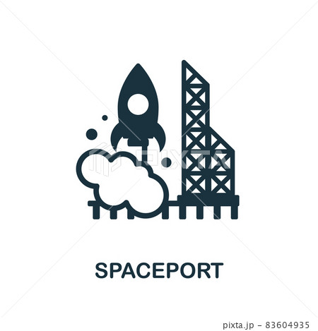 Spaceport icon. Monochrome sign from space collection. Creative Spaceport icon illustration for web design, infographics and more 83604935