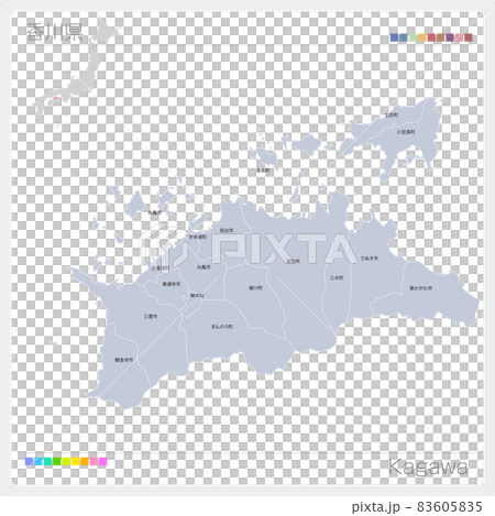香川県の地図・kagawa・市町村名 香川県の地図・kagawa・市町村名 83605835