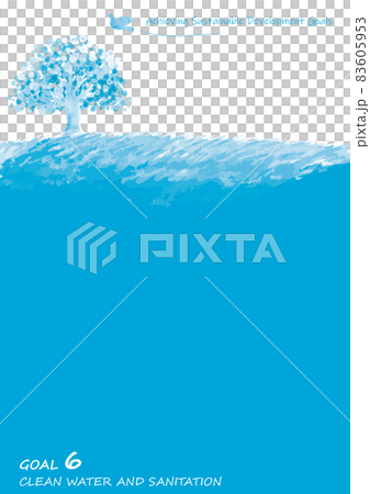 SDGs 目標 6 圖像樹、鴿子和草地框架 83605953