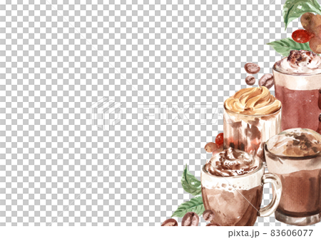 Korean coffee frame watercolor clipart 83606077