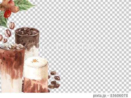 Korean coffee frame watercolor clipart 83606078