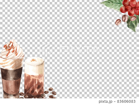 Korean coffee frame watercolor clipart 83606083