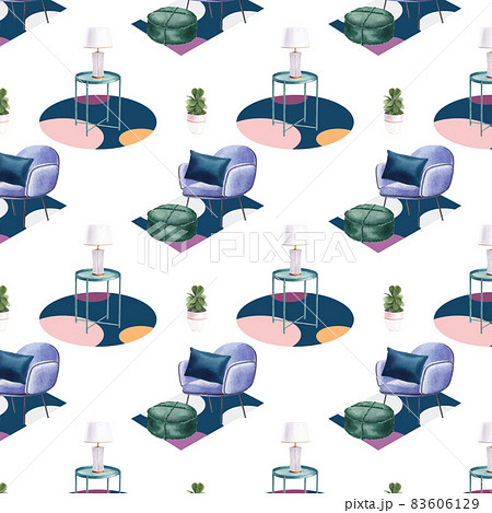 Deluxe furniture pattern seamless watercolor Deluxe furniture pattern seamless watercolor 83606129