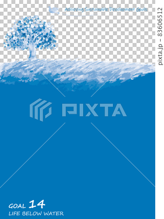 SDGs目標14イメージの木と鳩と草原のフレーム 83606512