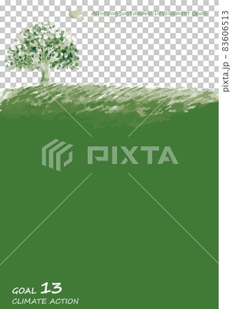 SDGs目標13イメージの木と鳩と草原のフレーム 83606513