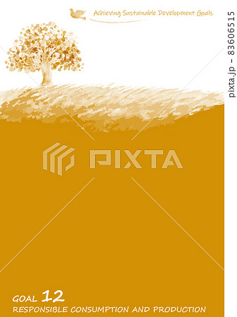 SDGs目標12イメージの木と鳩と草原のフレーム 83606515