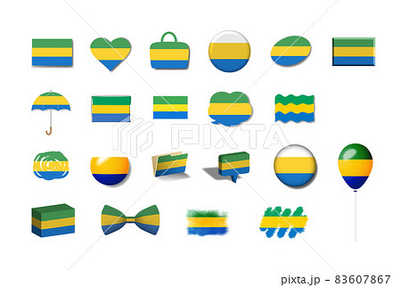 ガボン-国旗イラスト21種セット ガボン-国旗イラスト21種セット 83607867