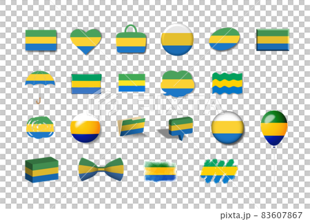 ガボン-国旗イラスト21種セット ガボン-国旗イラスト21種セット 83607867