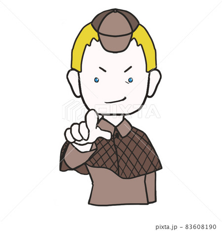 人差し指を向けてくる中年の探偵（男3） 83608190