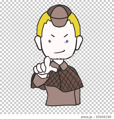 人差し指を向けてくる中年の探偵（男3） 83608190