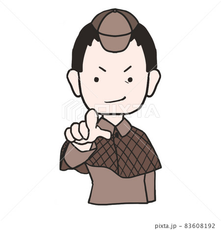 人差し指を向けてくる中年の探偵（男1） 83608192