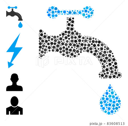 Dotted Water Tap Composition of Rounded Dots with Other Icons 83608513