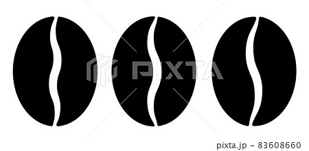 Icon. Grain of coffee bean plant in silhouetted. Invigorating morning drink for great mood. Simple black and white vector isolated on white background 83608660