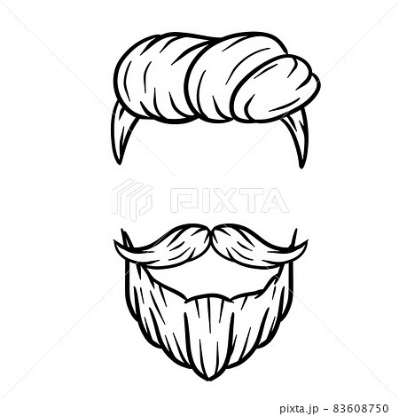 Fashionable men haircut. element of head of hipster. Hair and beard. 83608750