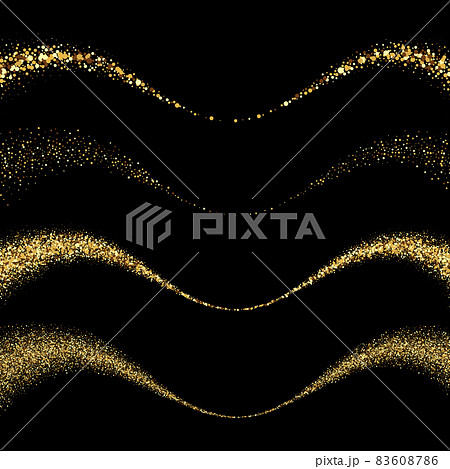 Abstract gold dust in wave form on dark background, brochure template 83608786