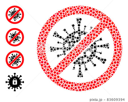 Dotted Stop Coronavirus Collage of Round Dots and Bonus Icons Dotted Stop Coronavirus Collage of Round Dots and Bonus Icons 83609394
