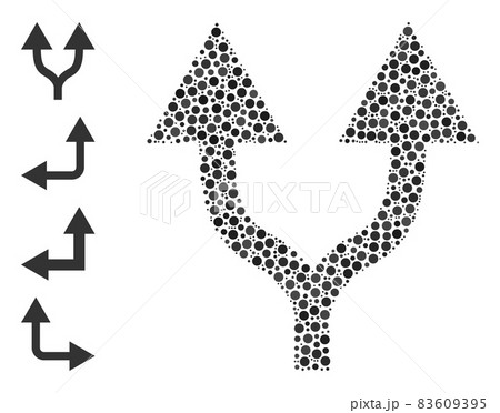 Dotted Split Arrows Up Collage of Round Dots with Bonus Icons Dotted Split Arrows Up Collage of Round Dots with Bonus Icons 83609395